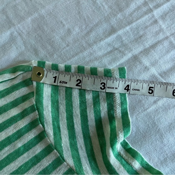 Calypso St. Barth Green and White Linen Short Sleeve Tee Womens Sz XS EUC - Picture 11 of 14